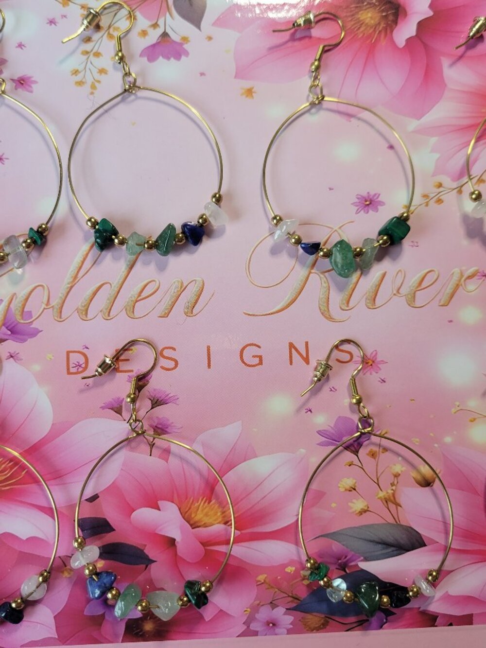 14K Gold Plated Quartz Drop Hoop Earrings (May Birthday)
